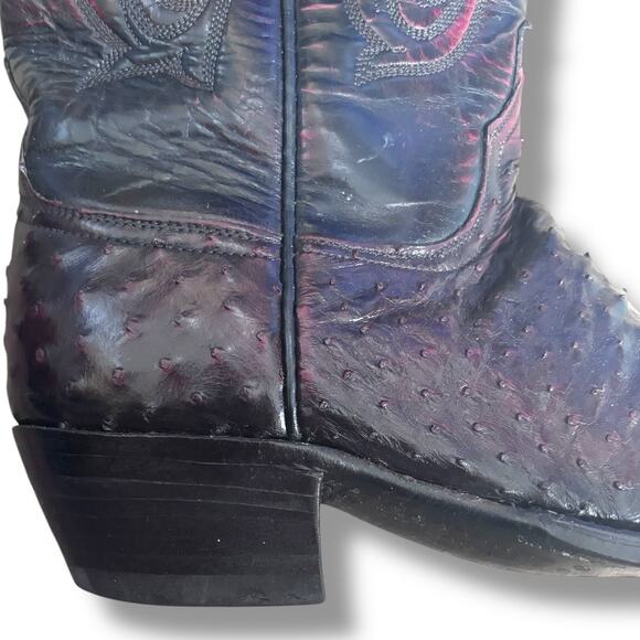 Lucchese Women’s Ostrich Cowboy Boots Size 7 Burgundy Western Leather Exotic - Picture 6 of 12